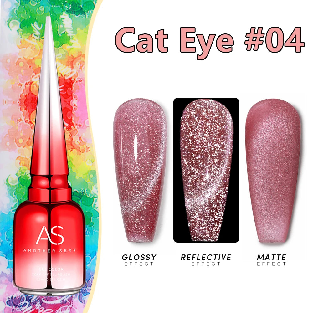 AS 15ml Cat Magnetic Gel Nail Polish Cat Eye Glitter