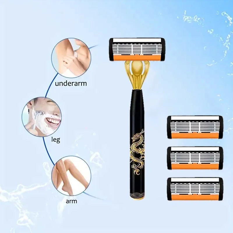 Men's safety razor, anti-slip handle, sharp and smooth blades