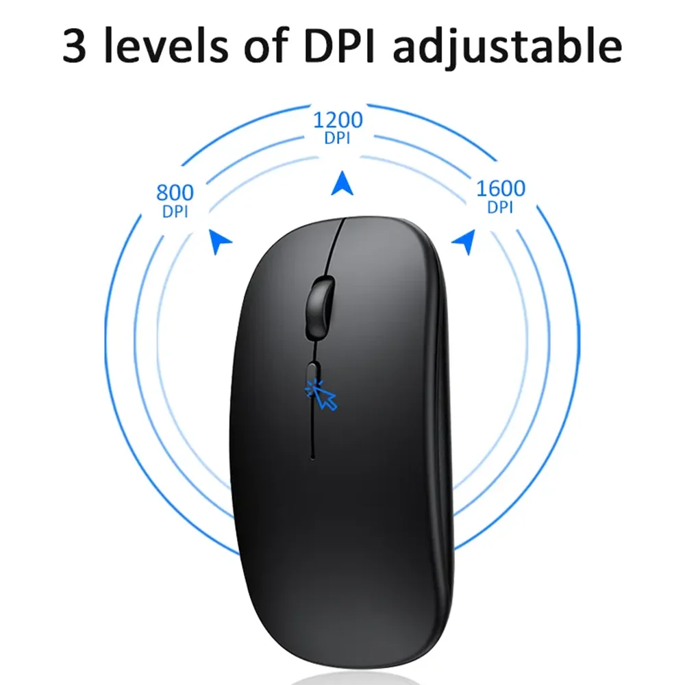 Slim Wireless Mouse 2.4GHz Optical Mice 1600DPI Gamer Office Quiet Mouse