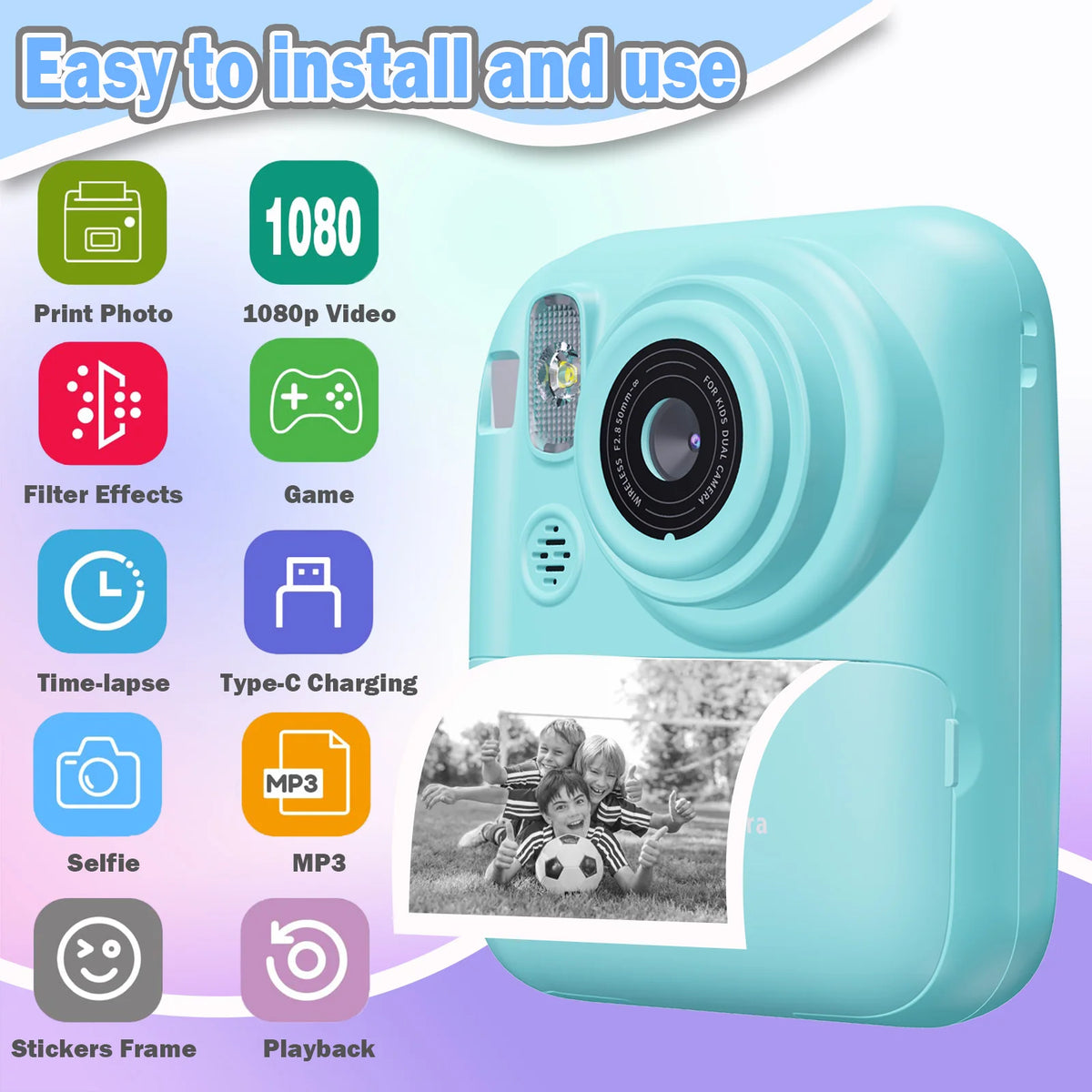 Kids Camera Instant Print,Instant Camera for Kids,2.5K UHD Digital