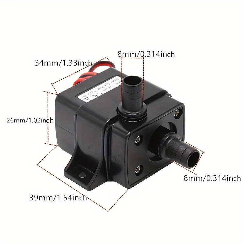 Mini DC12V 3M 240L/H Brushless Motor Submersible Water Pump 12v Water Pump 12V 4.8W Red-black connection