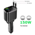 5 In 1 Car Charger 66W Max with Retractable Cable PD30W+2.4A Voltage Display Super Fast Charging 22.5W for iPhone & Android