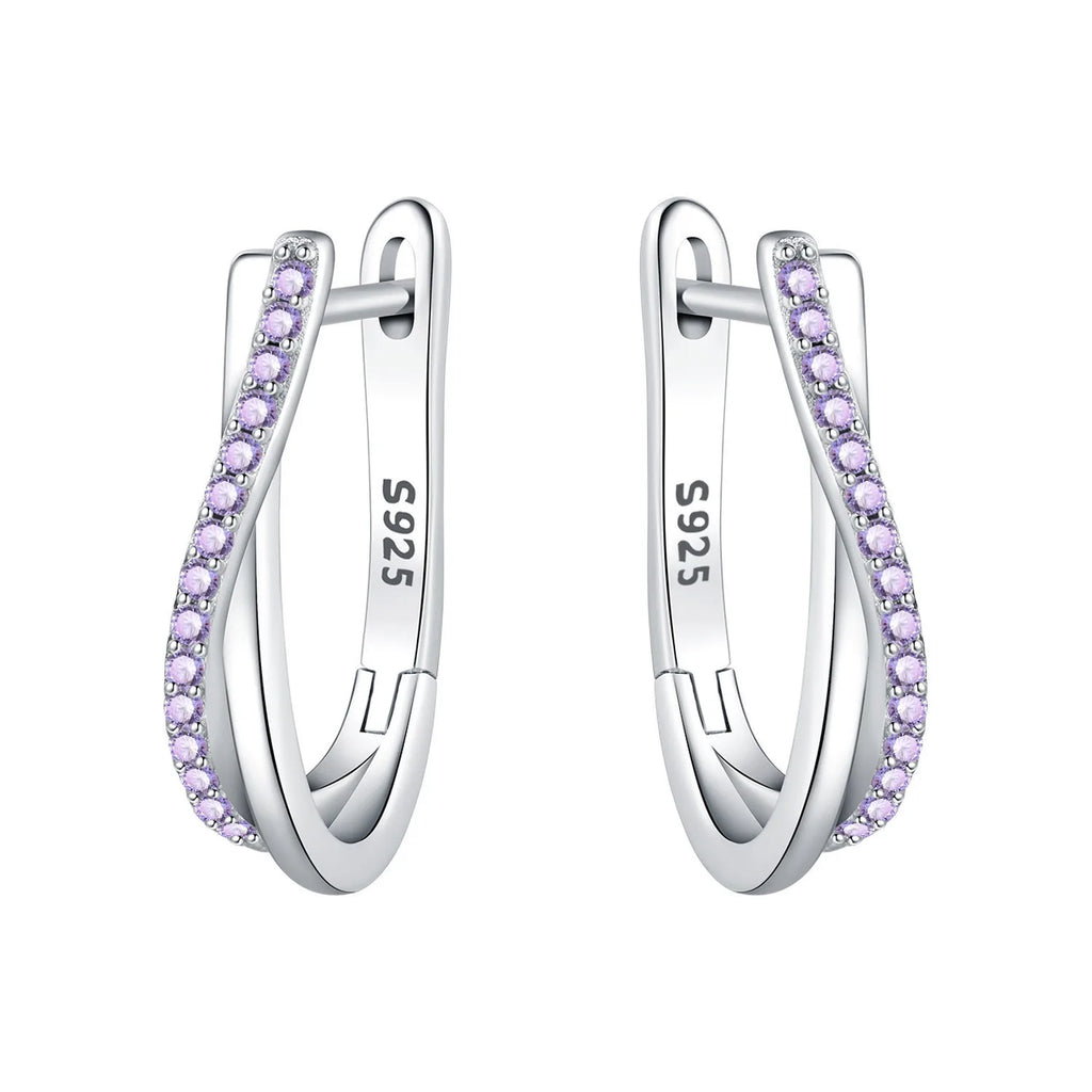 925 Sterling Silver Star Twisted Line Earrings Jewelry