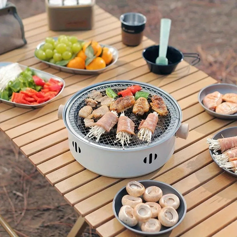 Portable Small Stainless Steel Barbecue Grill Desktop Charcoal Grill With Separate Design And Grill Net For Home Outdoor Use