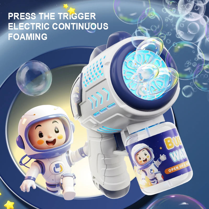 Fully Automatic Space Bubble Machine, Children's Electric Toy, Light-Up Handheld Bubble Gun [Does Not Include Bubble Liquid or Batteries] [Christmas Gift]