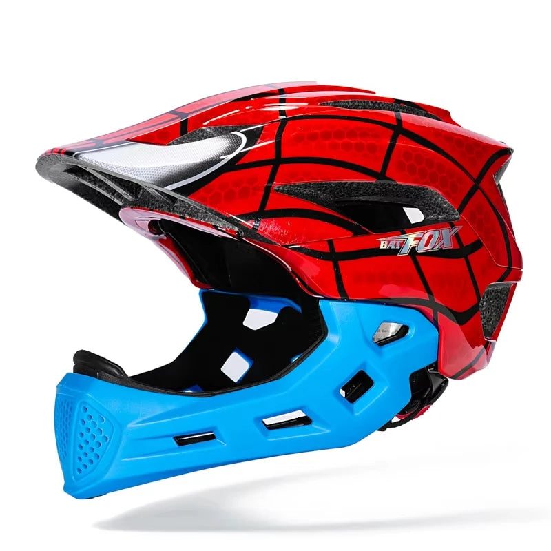 BATFOX Children Full Face Bike Cycling Helmet Adjustable Skating Kids Safty Electric scooter Helmet Suitable For 5-10 Years