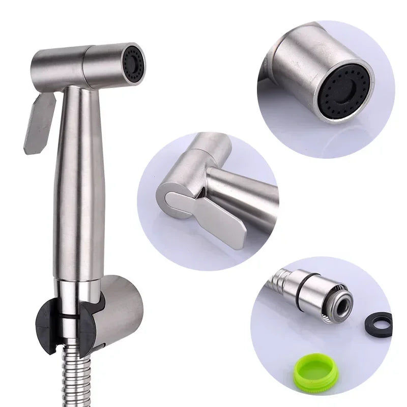 Toilet Bidet Faucet Black Handheld Sprayer Stainless Steel