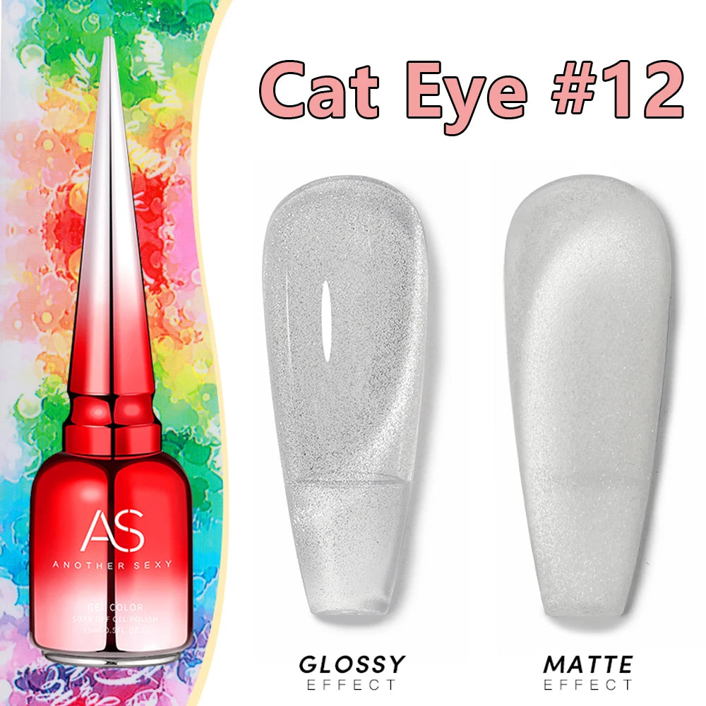 AS 15ml Cat Magnetic Gel Nail Polish Cat Eye Glitter