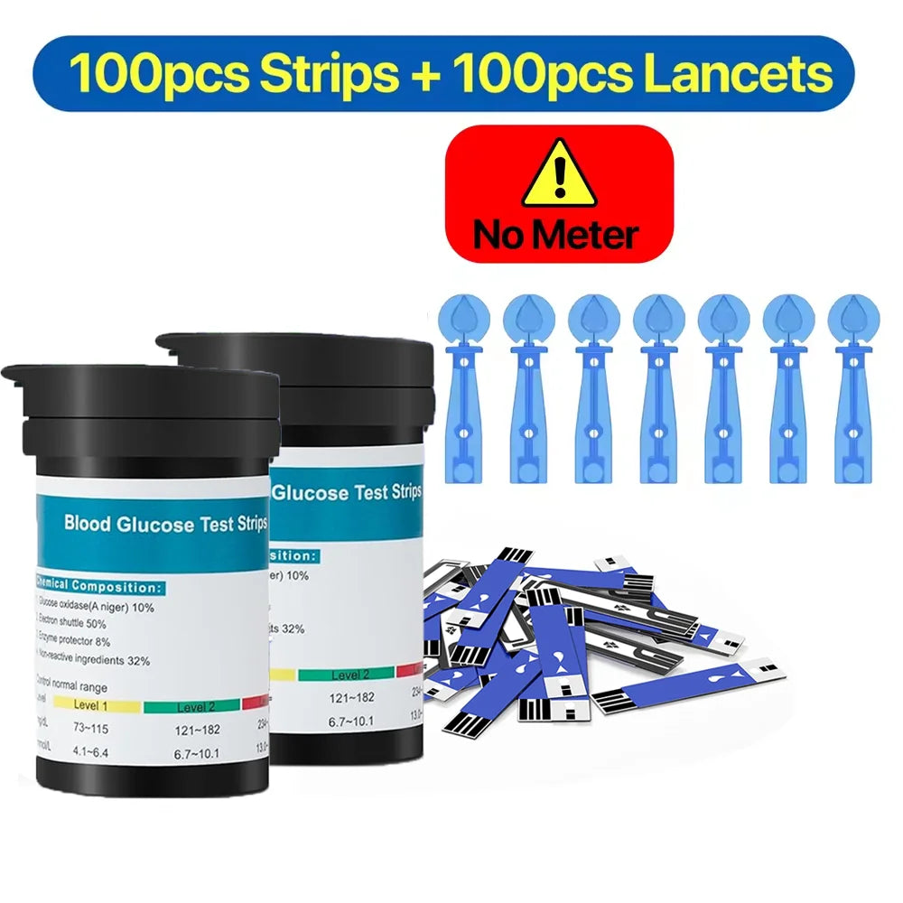Diabetic Blood Glucose Monitor Kit 50 Test Strips & Lancets