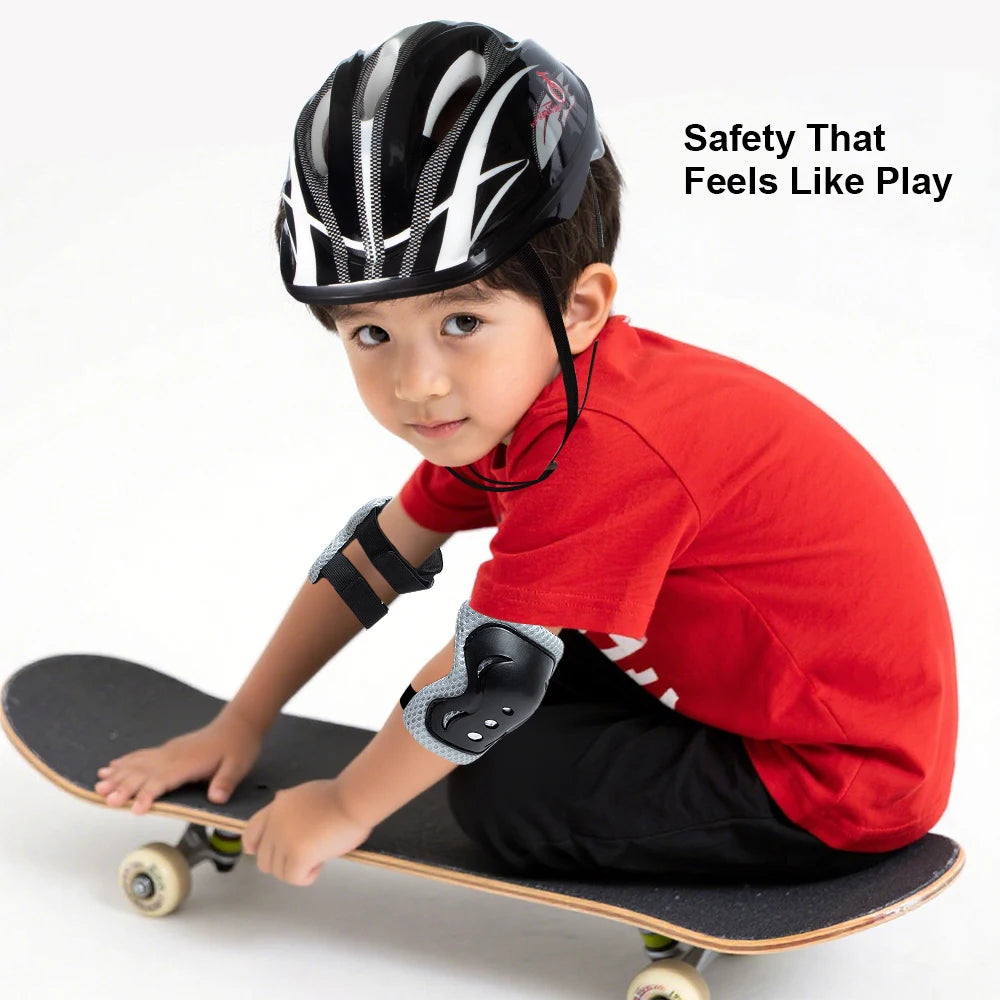7Pcs/Set Roller Skating Kids Boy Girl Safety Helmet Knee Elbow