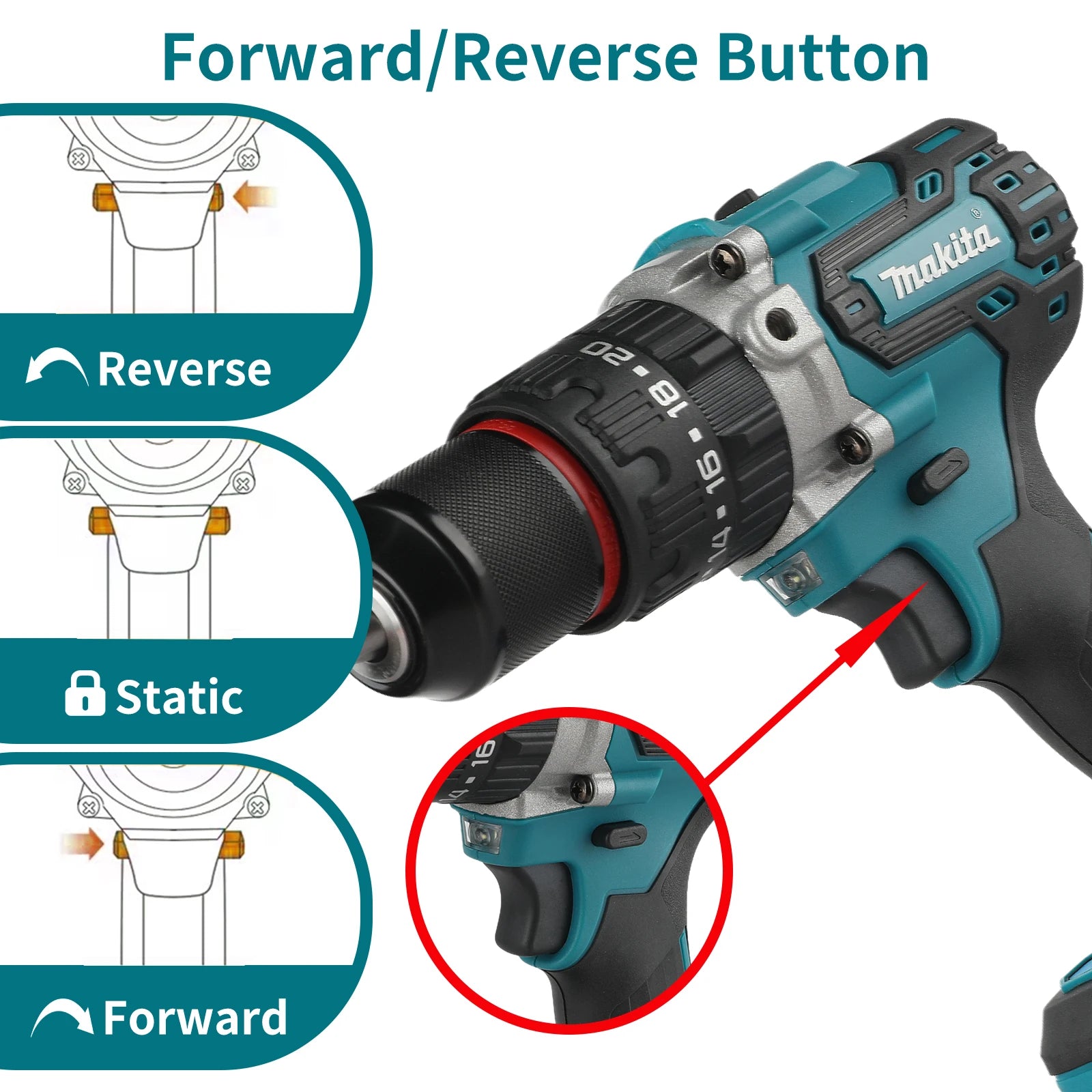 NEW 2026 Makita DDF487 Cordless 18V Brushless Drill 13mm Chuck 1700rpm 40Nm Small Body Powerful Screwdriver Power Tool