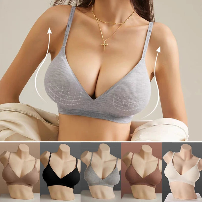3PCS Sexy Deep V Neck Wireless Seamless Bras Lingerie Fashion