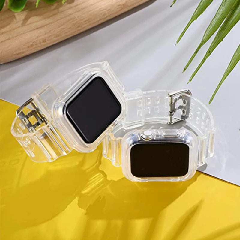 Clear Band + Case for Apple Watch 11 10 9 8 7 6 5 SE 4 38MM 42MM 46MM