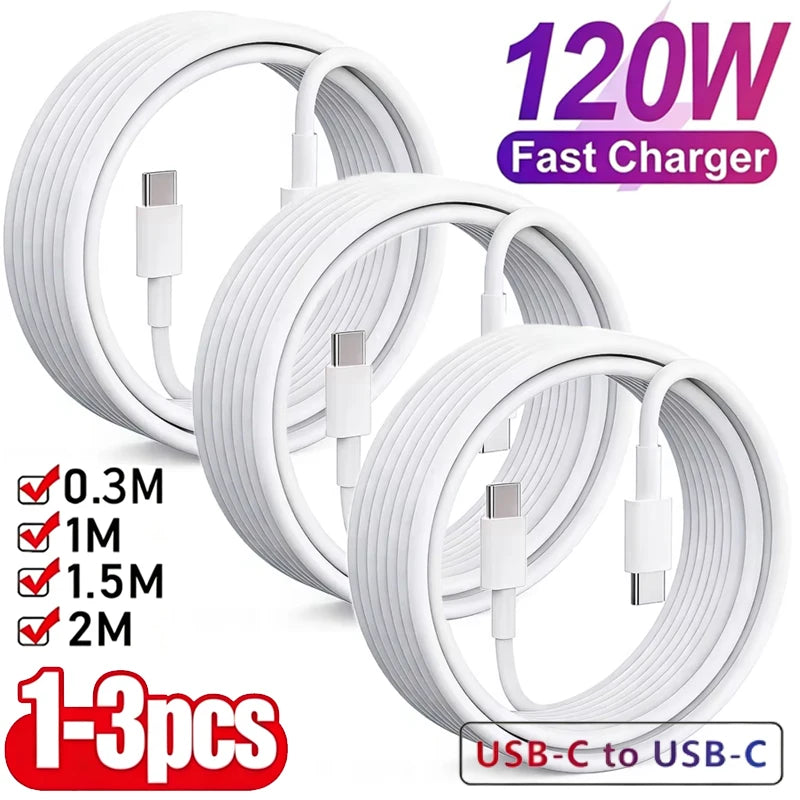1-3PCS USB C Cable to USB C 120W Fast Charging