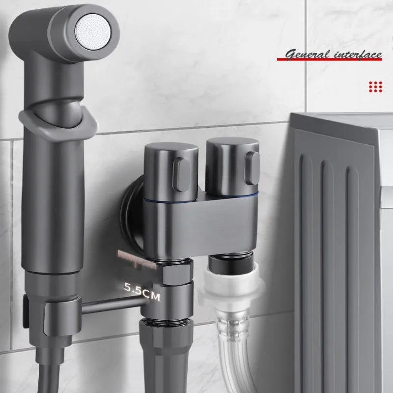 Toilet Cleaning Bidet Toilet Sprayer Set Water Portable Handheld Bidet Sprayer Shower Double Outlet Angle Valve Accessories