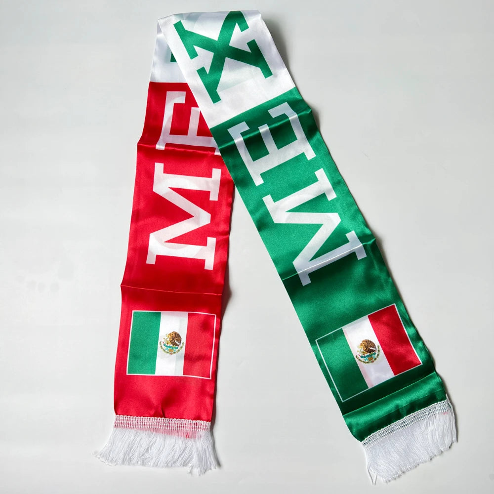 2026 USA MexicoNetherlands scarf flag  14x135cmDouble-sided Printed Satin Iraq  Haiti France scarf flag