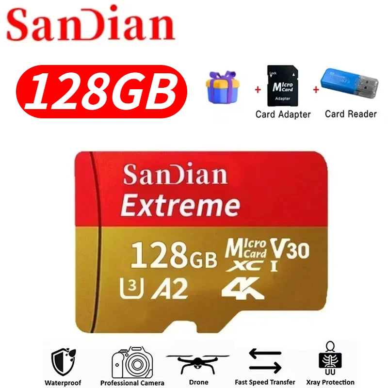 Original 512GB Micro TF Card V30 Class10 128GB Flash Card 256GB Memory Card for Surveillance/PC/MAC