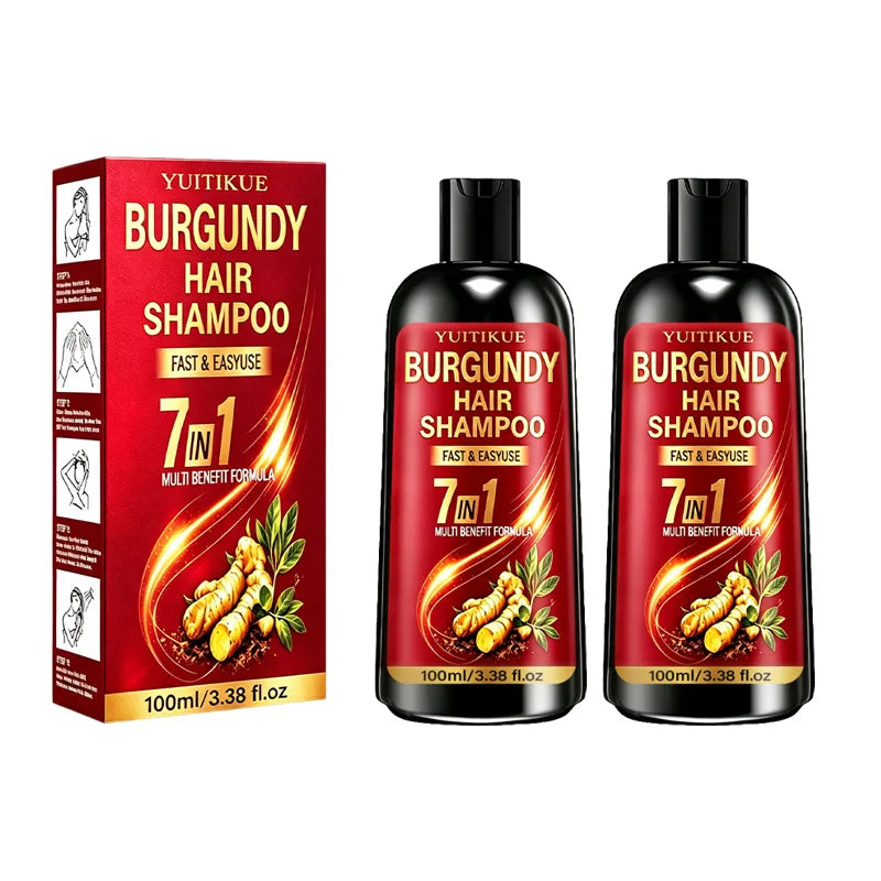 YUITIKUE Burgundy Hair Dye Shampoo 100ml 7-in-1