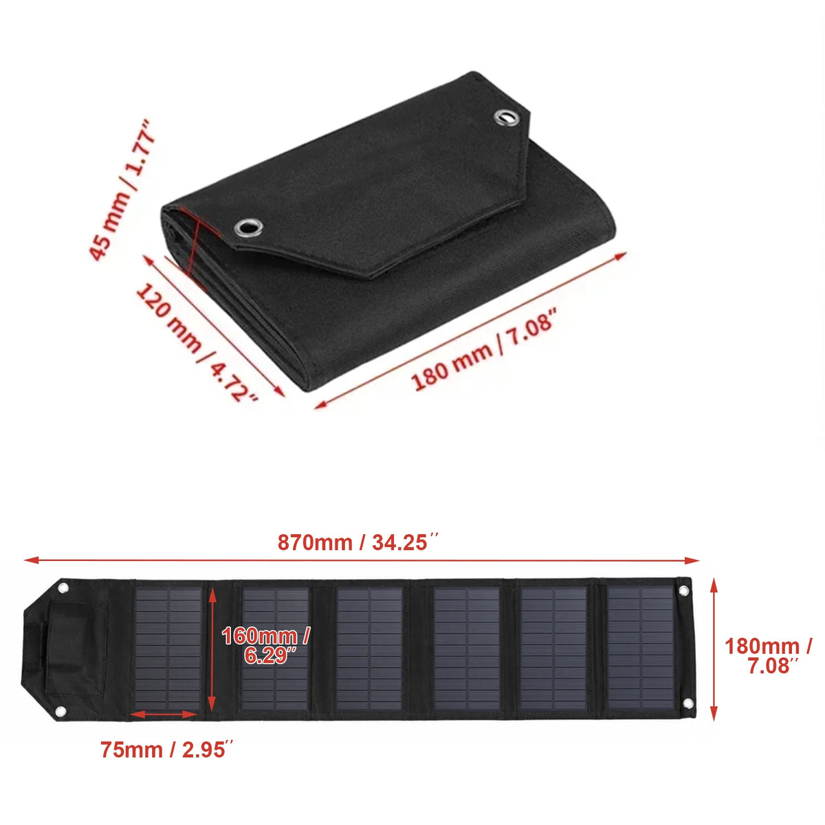 4/6-Fold 100W 80W 60W Foldable Solar Panel USB 5V