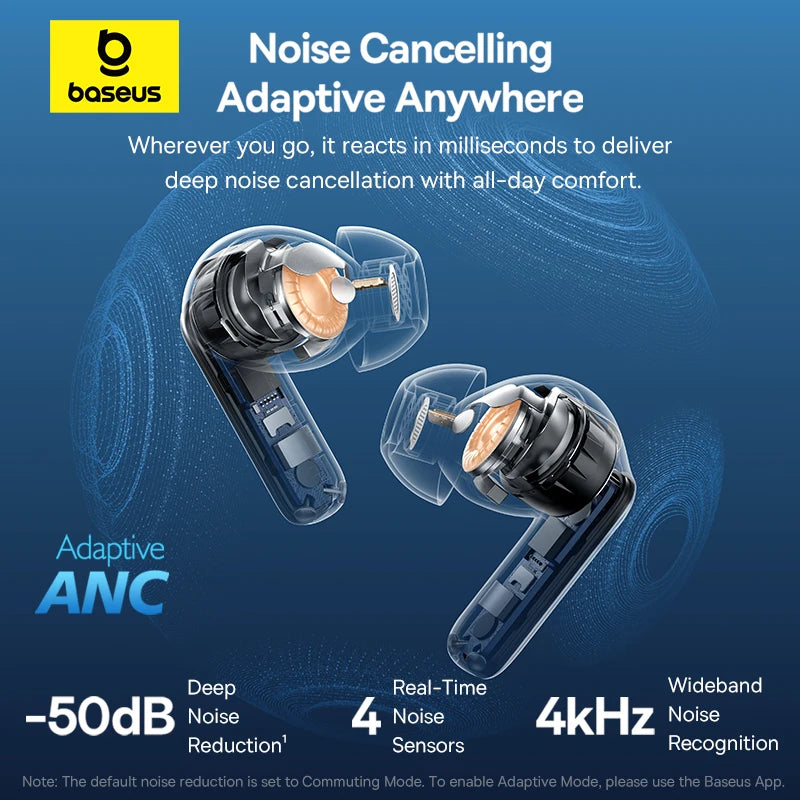 Baseus Bass BP1 Pro -50dB Noise Cancelling Wireless Earbuds Bluetooth 6.0 LDAC