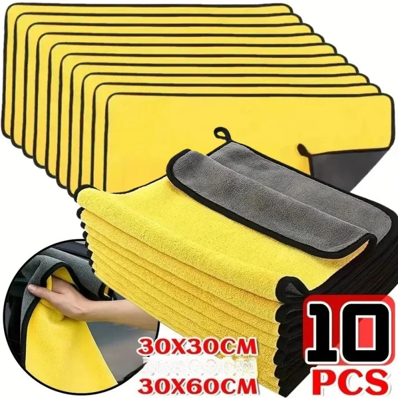 Double Layer Wash Cloth Microfiber Car Cleaning Towels 30X60cm 1/2/3/6/10pcs