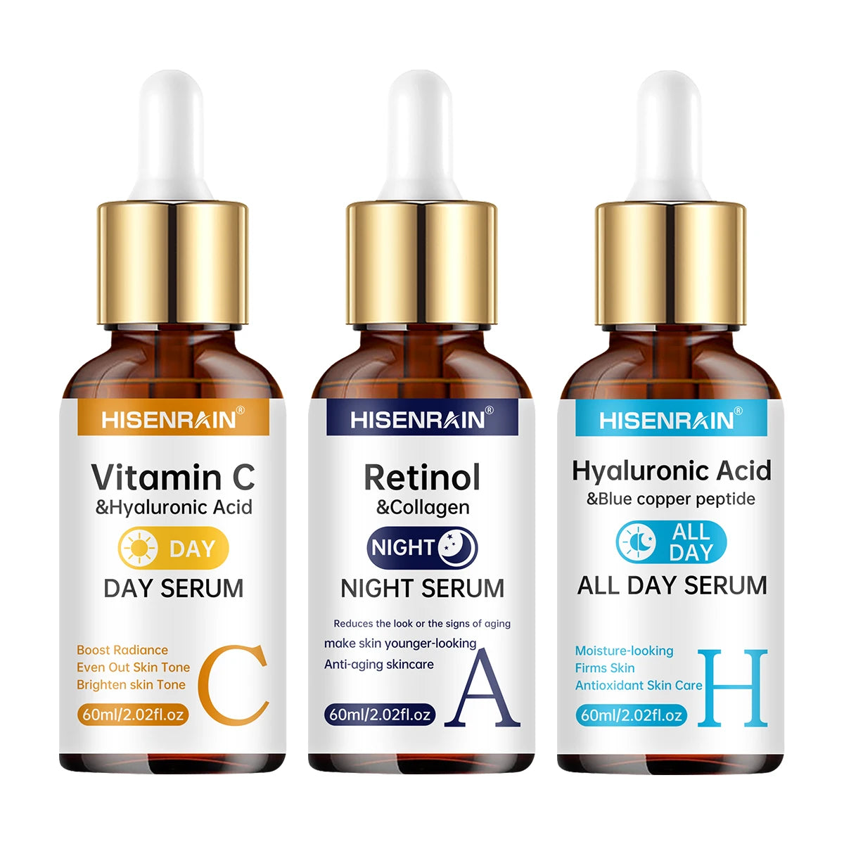 HISENRAIN Vitamin C + Retinol + Hyaluronic Acid Serum Duo