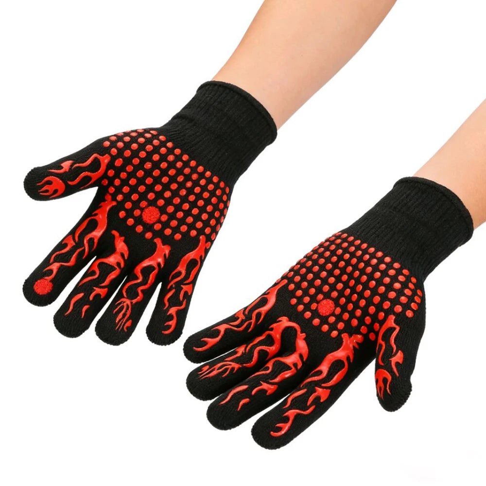 BBQ Gloves 1472℉ Heat Resistant Oven Gloves Silicone Non-Slip