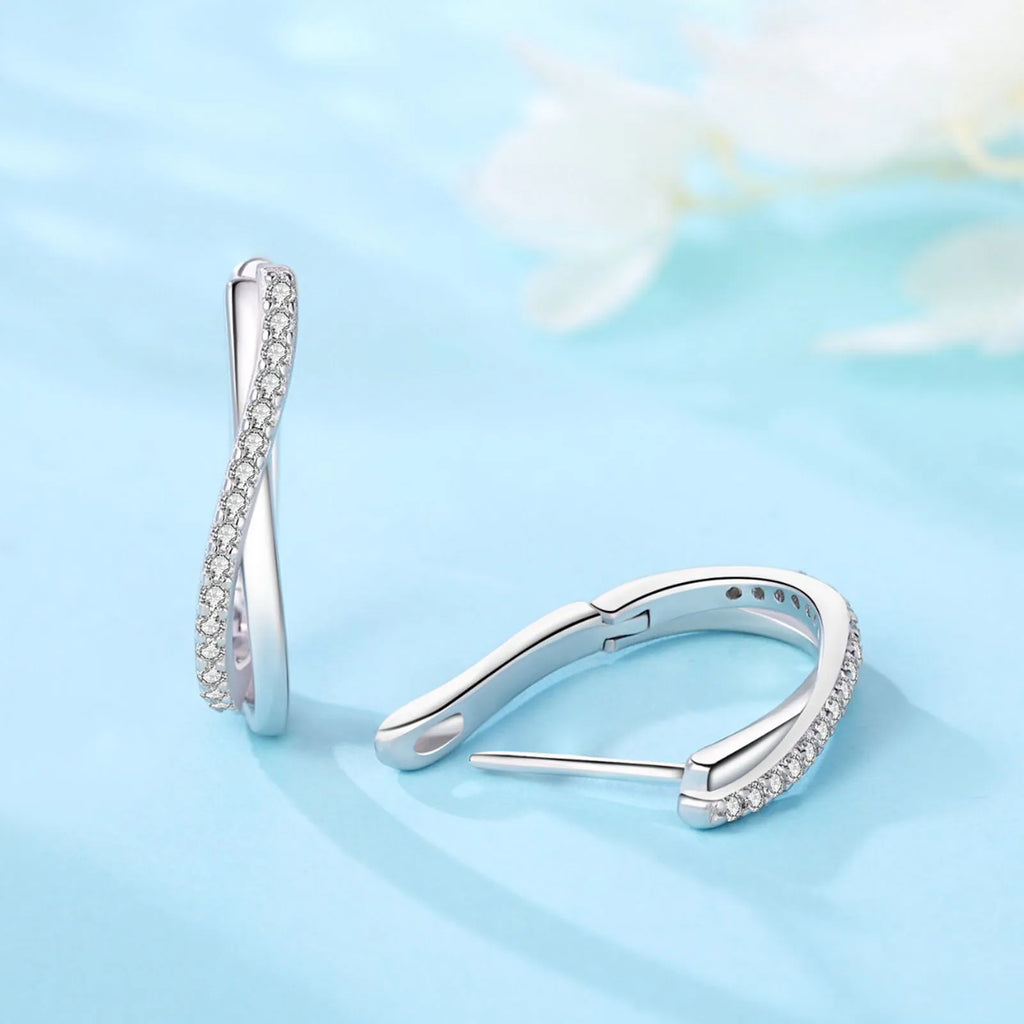 925 Silver Star Twisted Line Earrings Jewelry Versatile