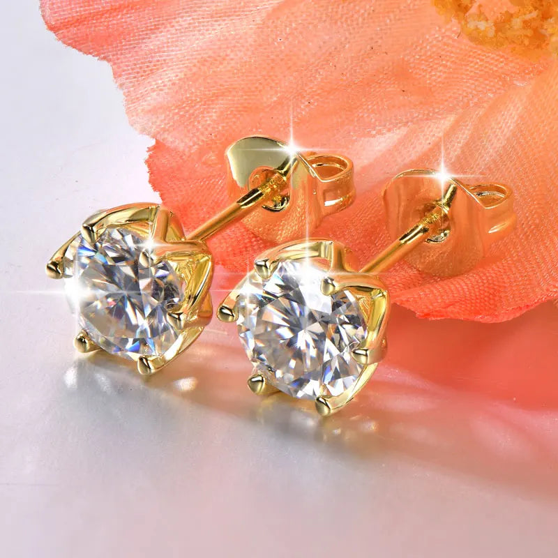 OXTAO Certified Moissanite Circular Stud Earrings for Women Girl 14K Gold Filled