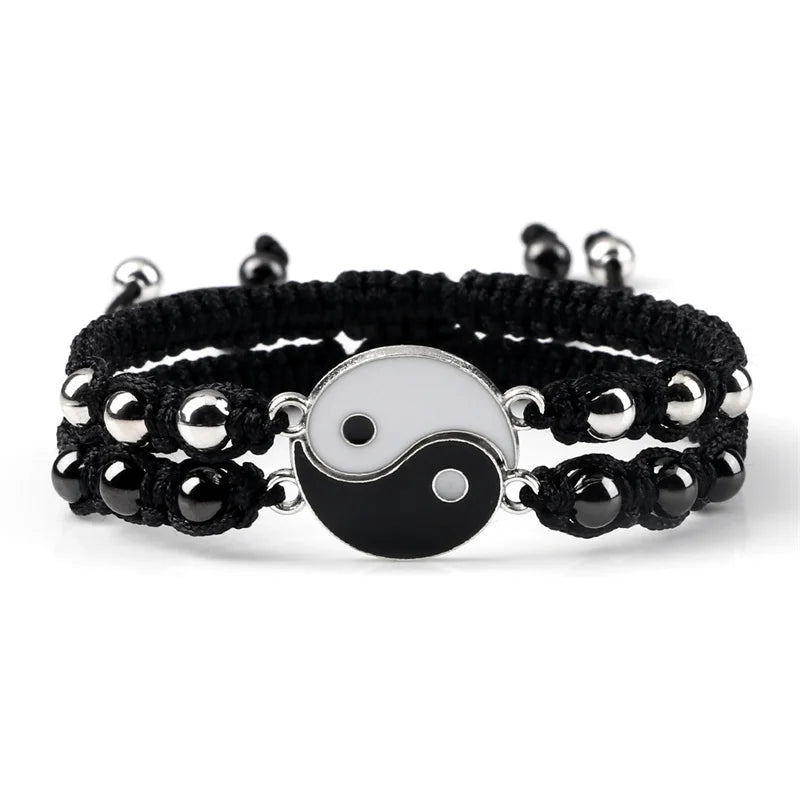 2Pcs/set Dragon Tai Chi Gossip Braided Bracelet for Women Men Best Friends Adjustable Yin Yang Bracelets Fashion Couple Jewelry