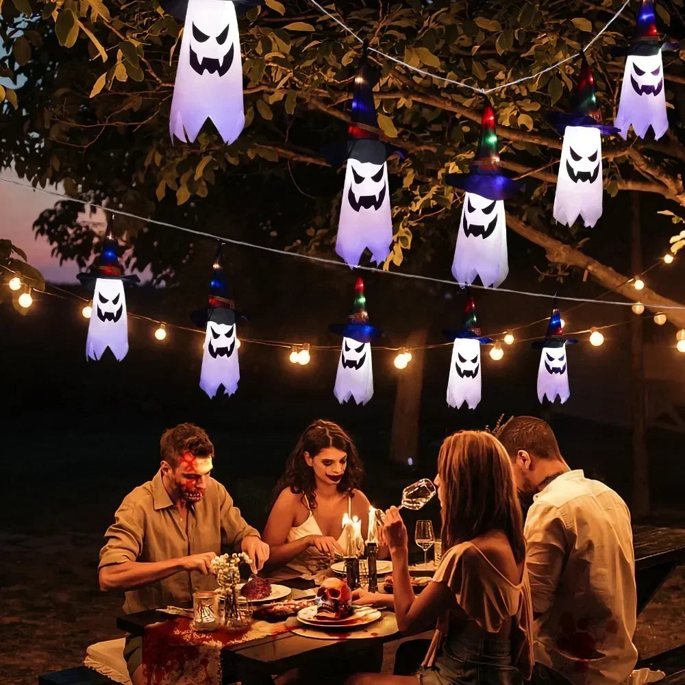 Halloween Glowing White Ghost LED Hanging Ghosts Horror Props