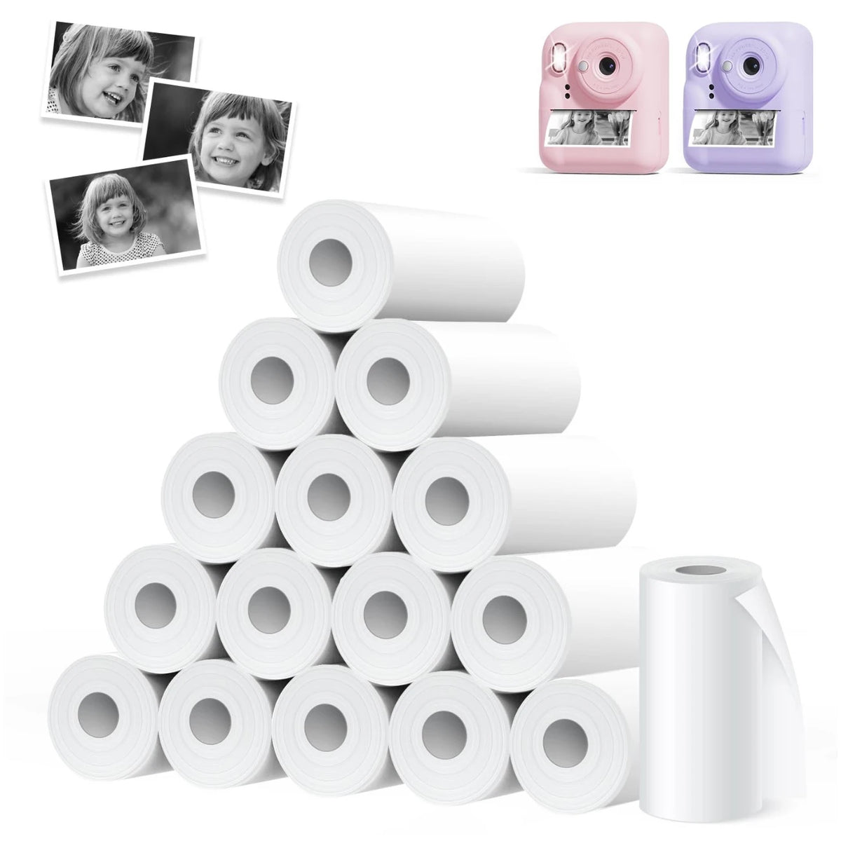 3-50Rolls 57x25MM Thermal Paper Color Children Camera Instant Print