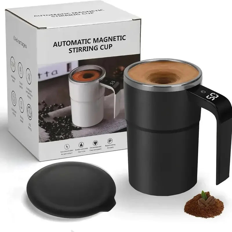 380ML Automatic Magnetic Stirring Mug with Lid Stainless Steel Waterproof USB