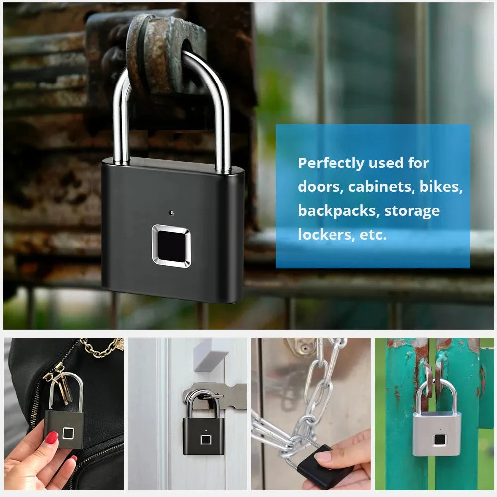 CDOK P2 Fingerprint Padlock, Built-in Rechargeable Battery,