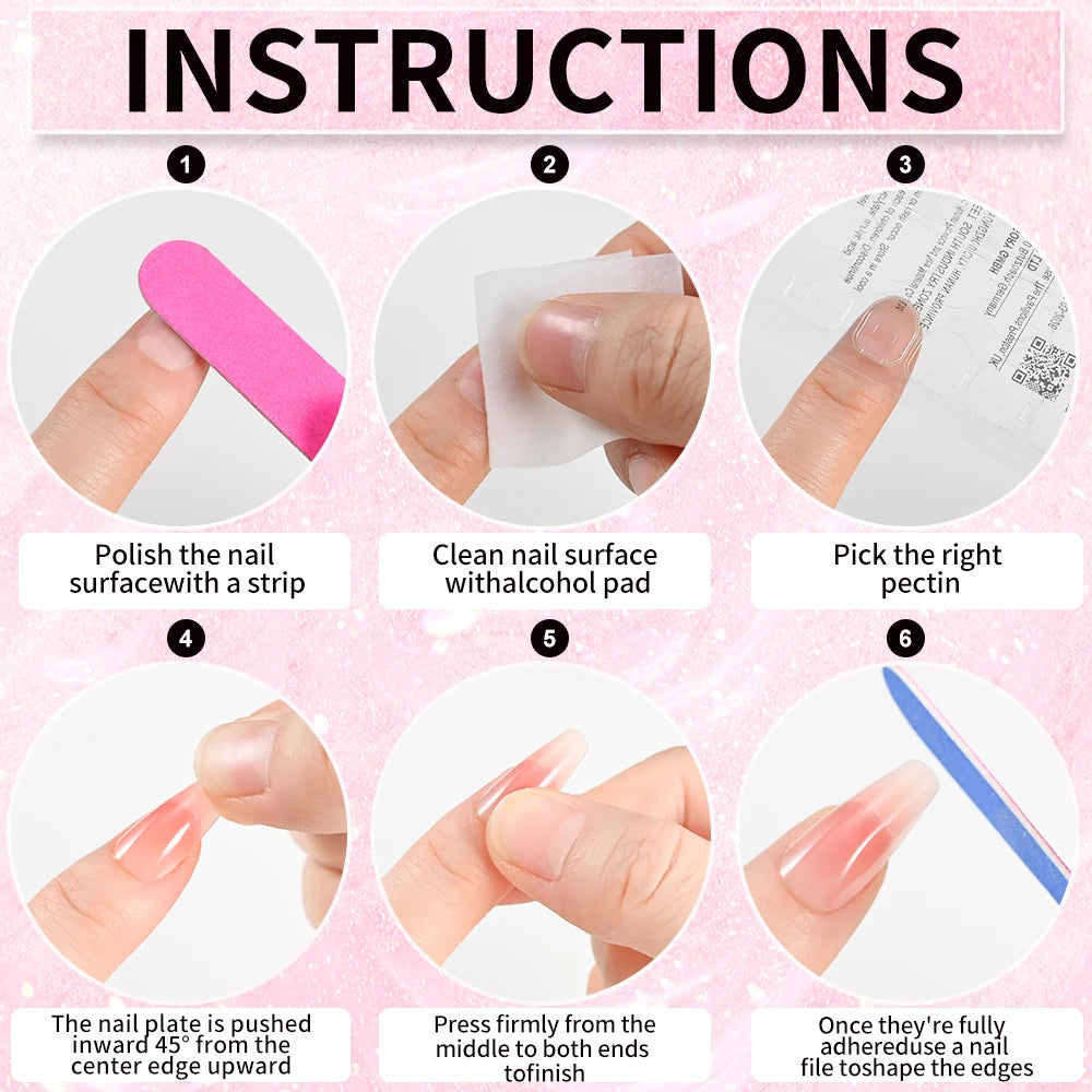 100Pcs Light Pink Press on Nails Short Medium Square Wearable Fake Nails Tips 10 sizes Full Cover False Nails Finger Decoration