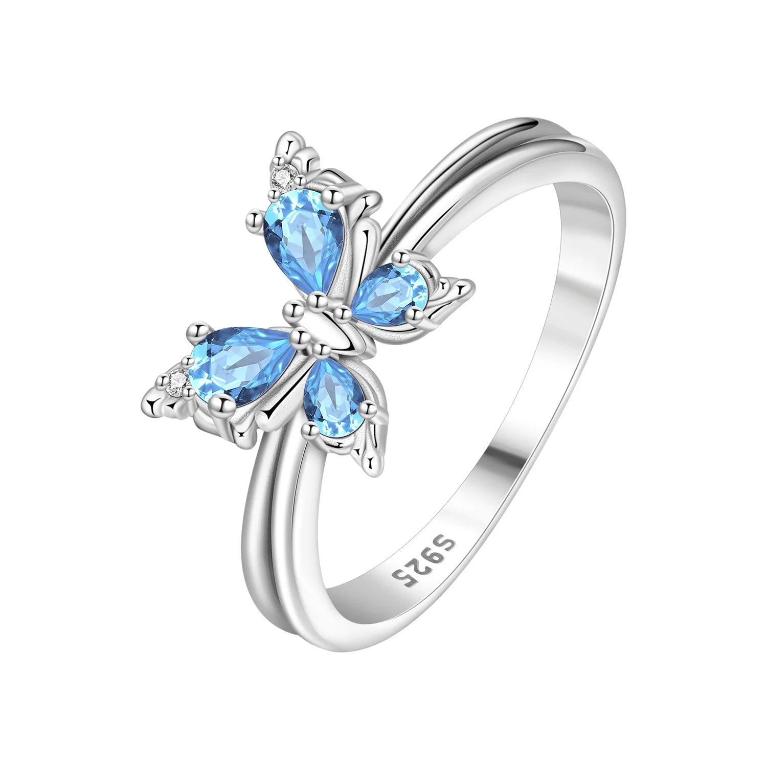 Original Design Sparkling Zircon Butterfly Ring 925 Sterling Silver Elegant Fine Jewelry for Women Wedding Daily Party Gifts