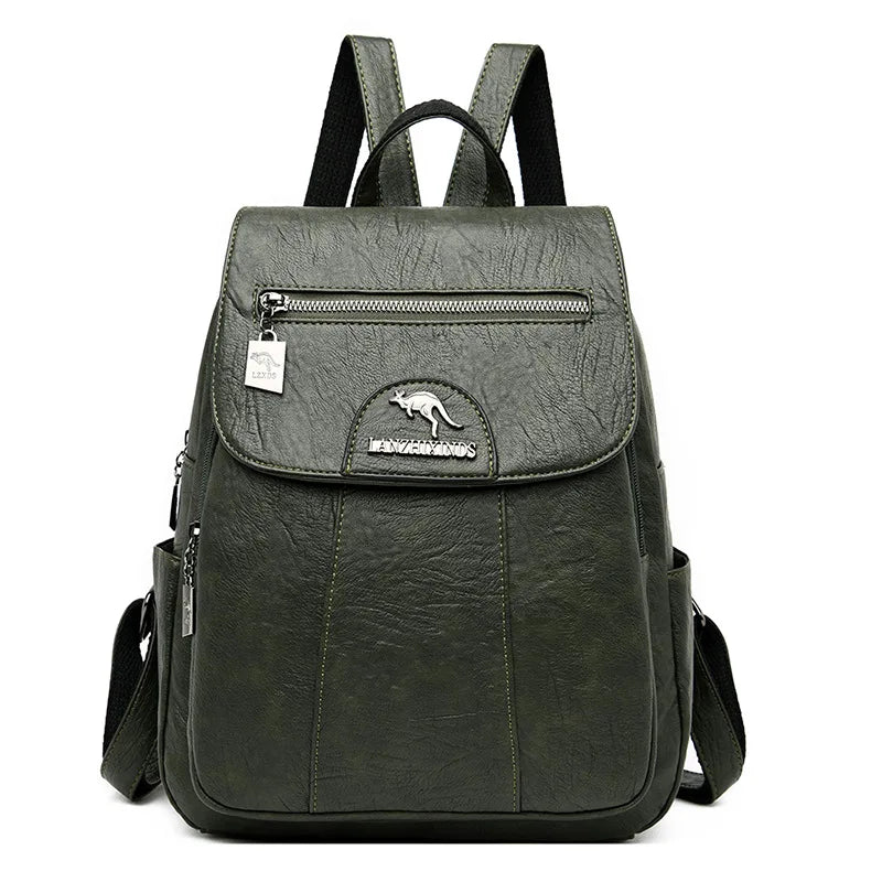 Faux Leather Backpack for Women,Flap Zipper Pocket