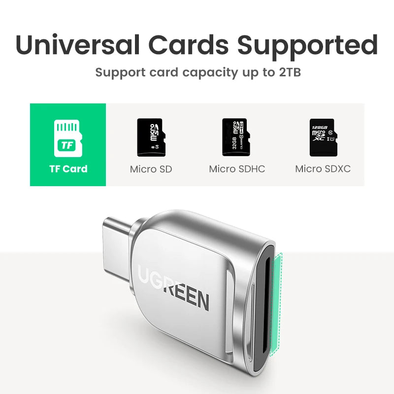 UGREEN Card Reader USB-C to Micro SD TF Card OTG Adapter for Laptop PC Tablet Phone