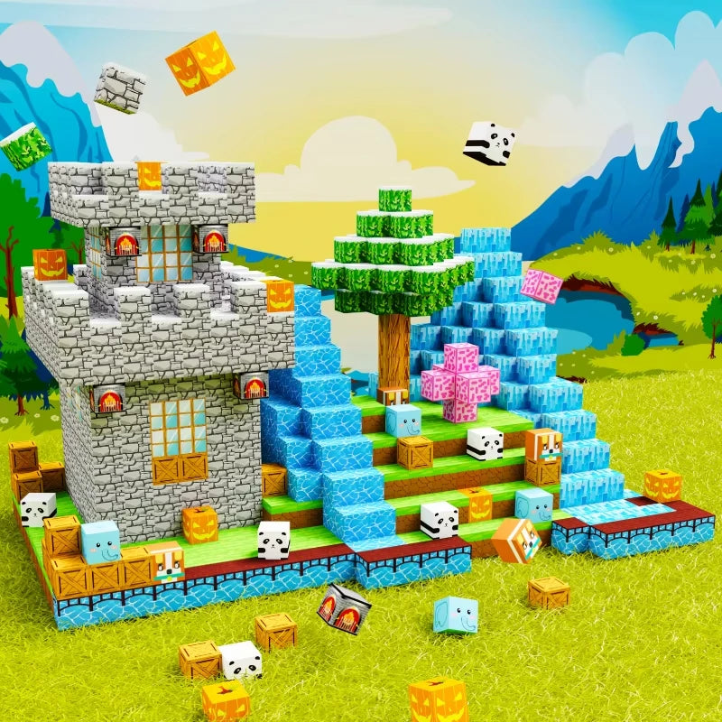 100PCS DIY Magnetic Building Block Set Home-Made Educational Toy Kit for Kids Creative Construction Playset