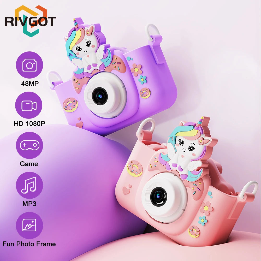 48MP Kids Camera for Girls 3-12 Video Selfie Camera