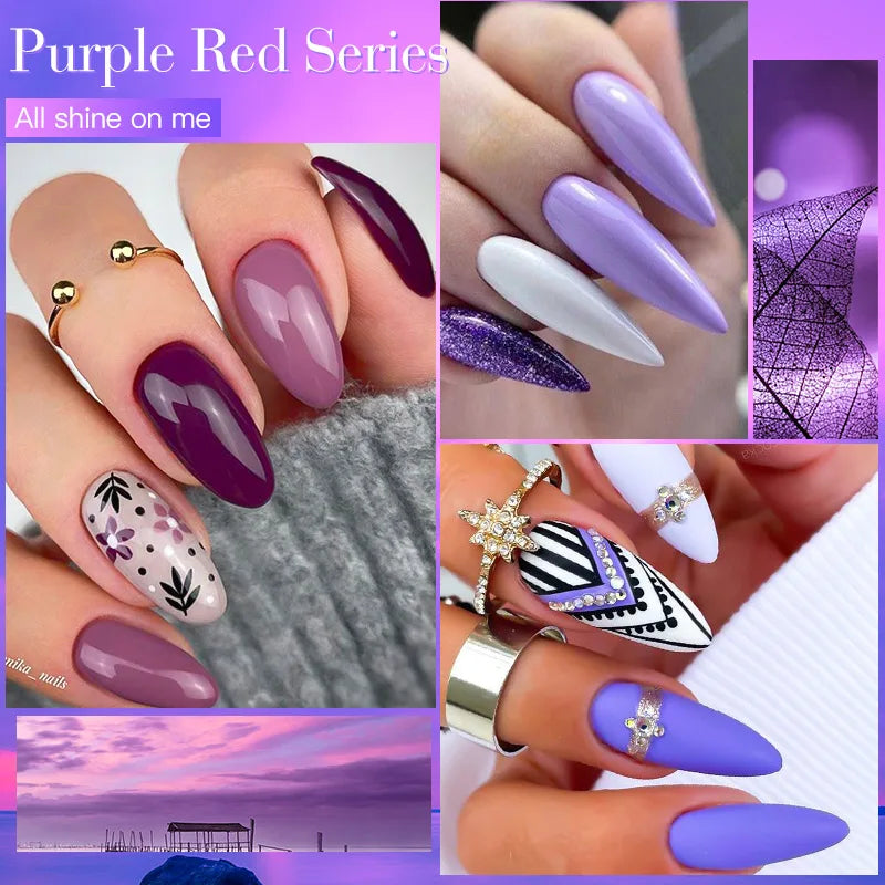 MEET ACROSS 7ml Purple Nail Gel Polish Semi Permanent Nail Art For Nails Decoration