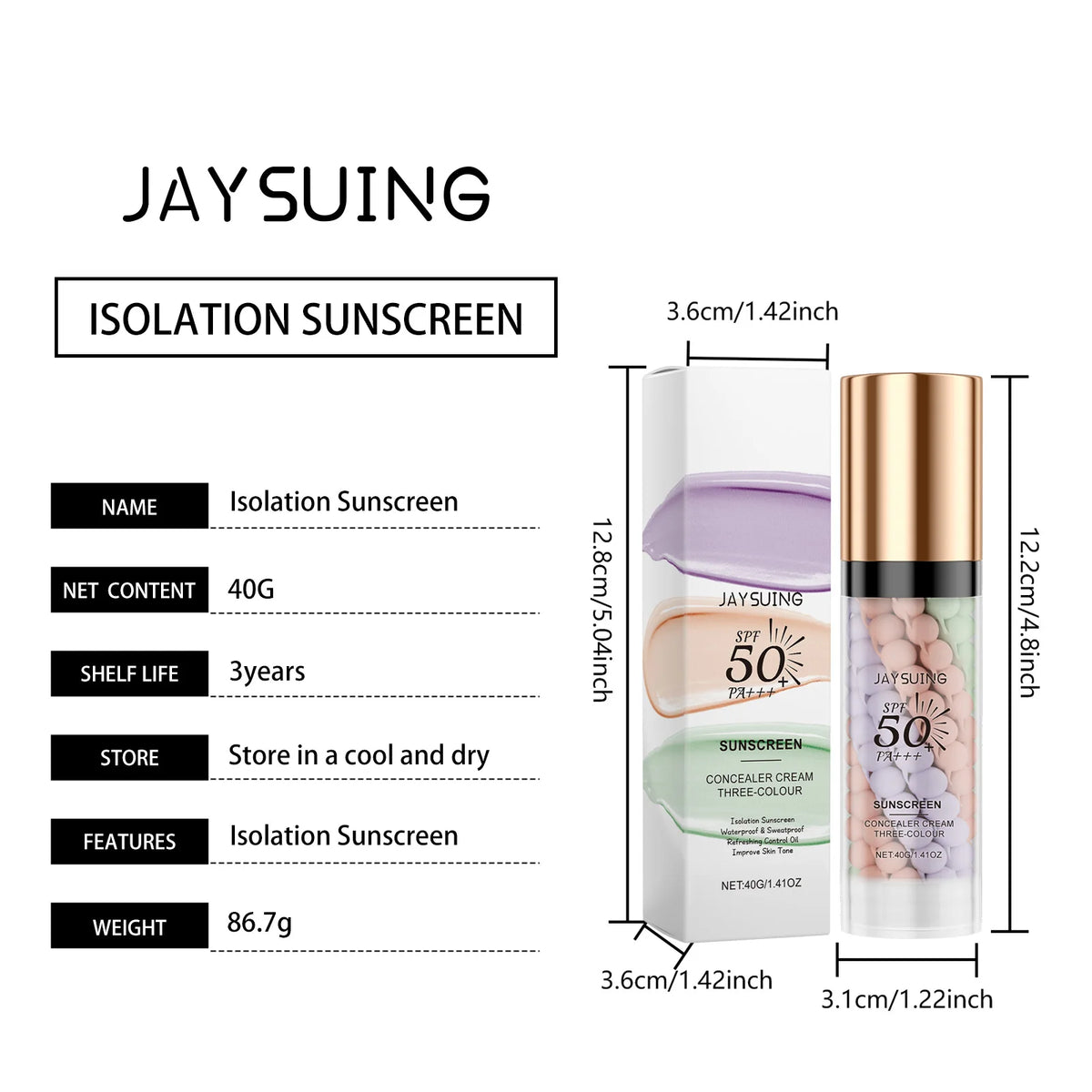 Tri Color Isolation Cream Sunscreen Primer Waterproof