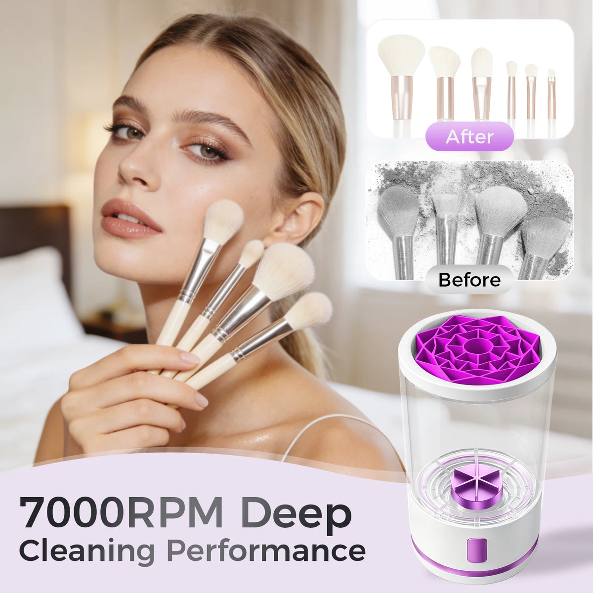 Electric Makeup Brush Cleaner Machine - 12000 RPM