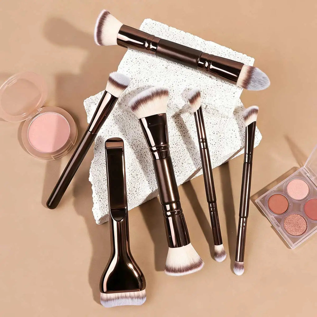 6/10/18pcs Professional Makeup Brush Set, Portable Travel Makeup Brushes, Dual-Ended Multifunctional Makeup Tools Set, Including