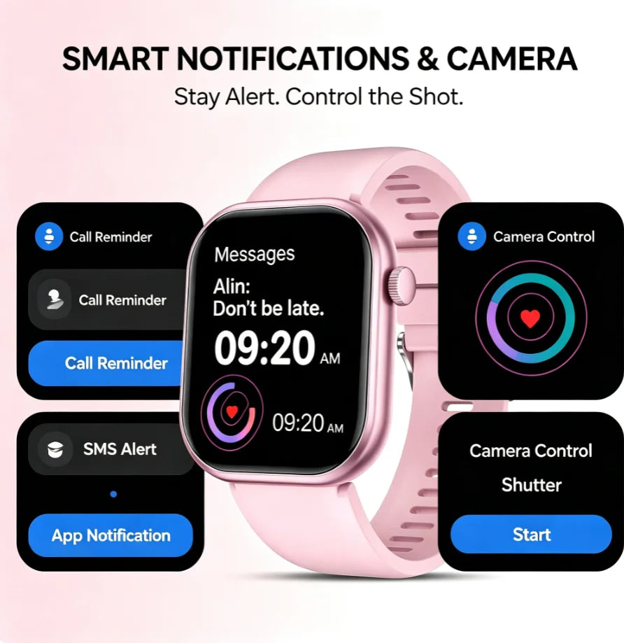 Smart Watch Compatible for Android/iPhone with Wireless Calling/Sending, Camera Control