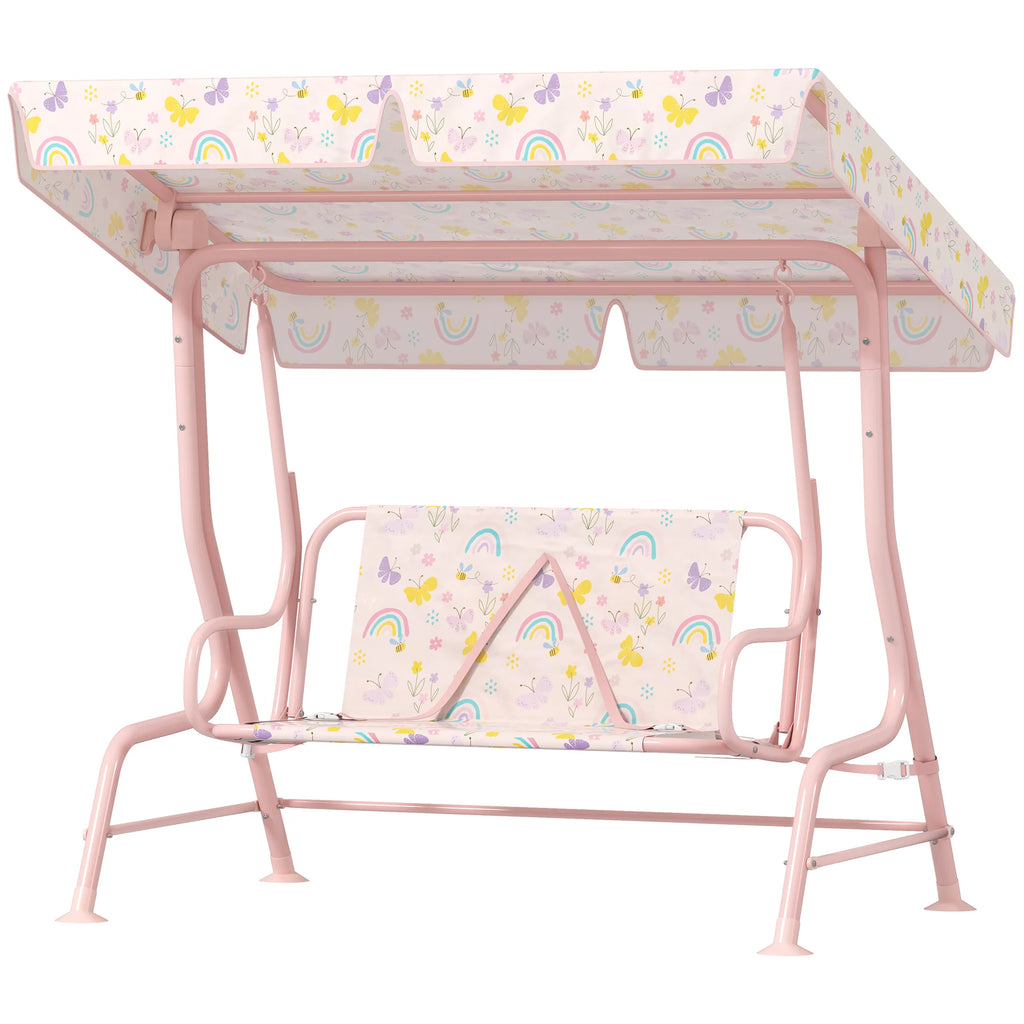 AIYAPLAY Children's Porch Swing Steel Frame 2 Seats 60kg Load Pink, Children's Swing, Outdoor Swing
