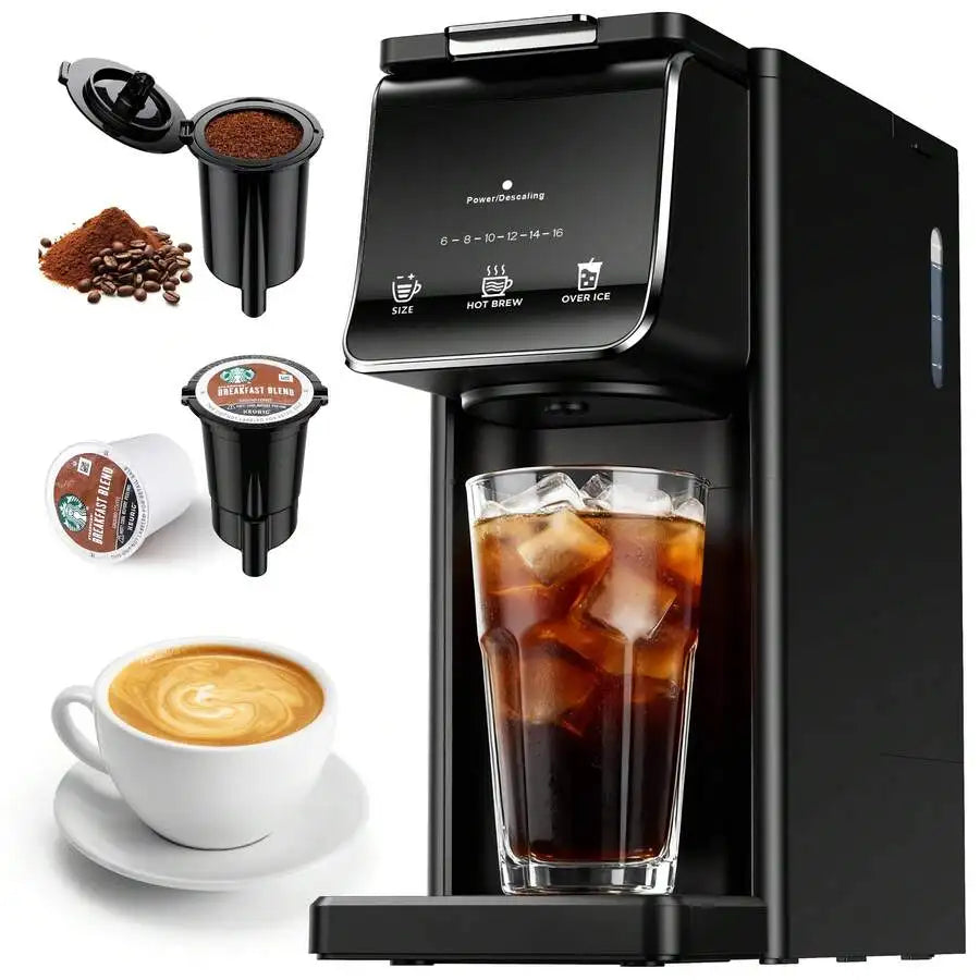 2-In-1 Coffee Maker - Capsule & Ground Compatible With Reusable Filter,