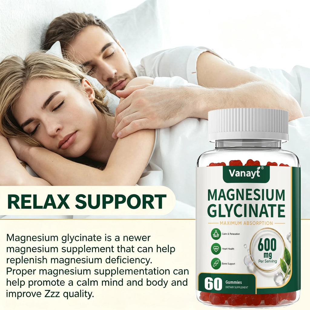 Magnesium Glycinate 600mg Per Serving With Black Pepper Vitamin D3 B6 Supports Normal Muscle