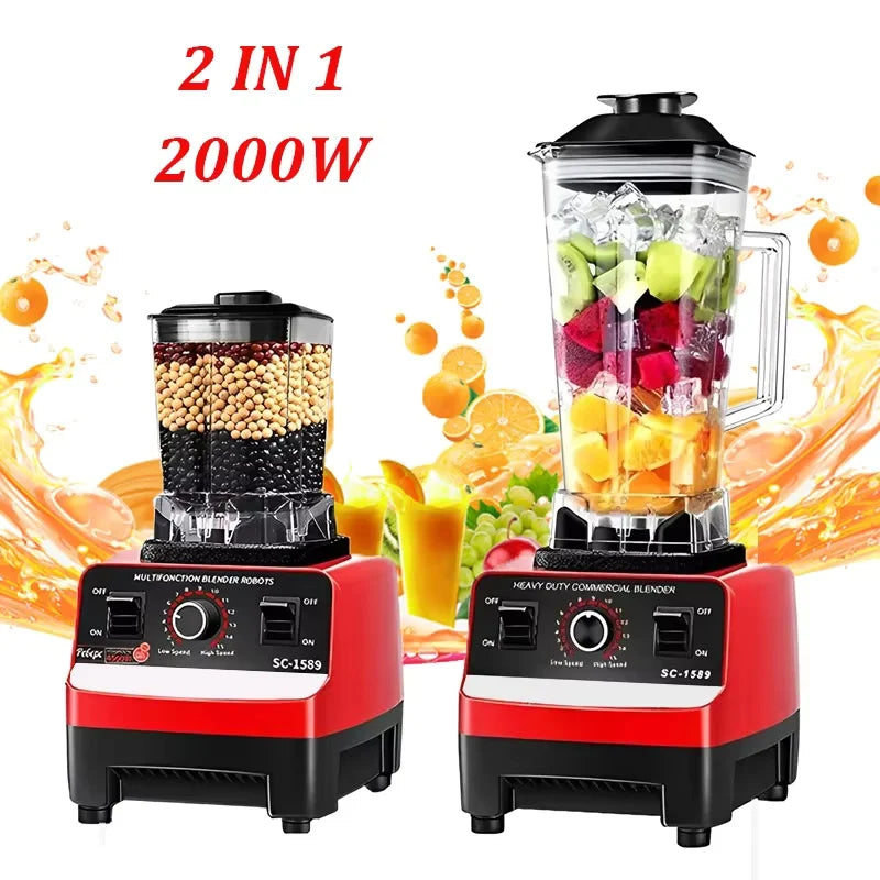 2000W Heavy Duty Commercial Blender Stationary Mixer Food Processor Ice Smoothies for Kitchen High Power Juicer Blender BPA Free