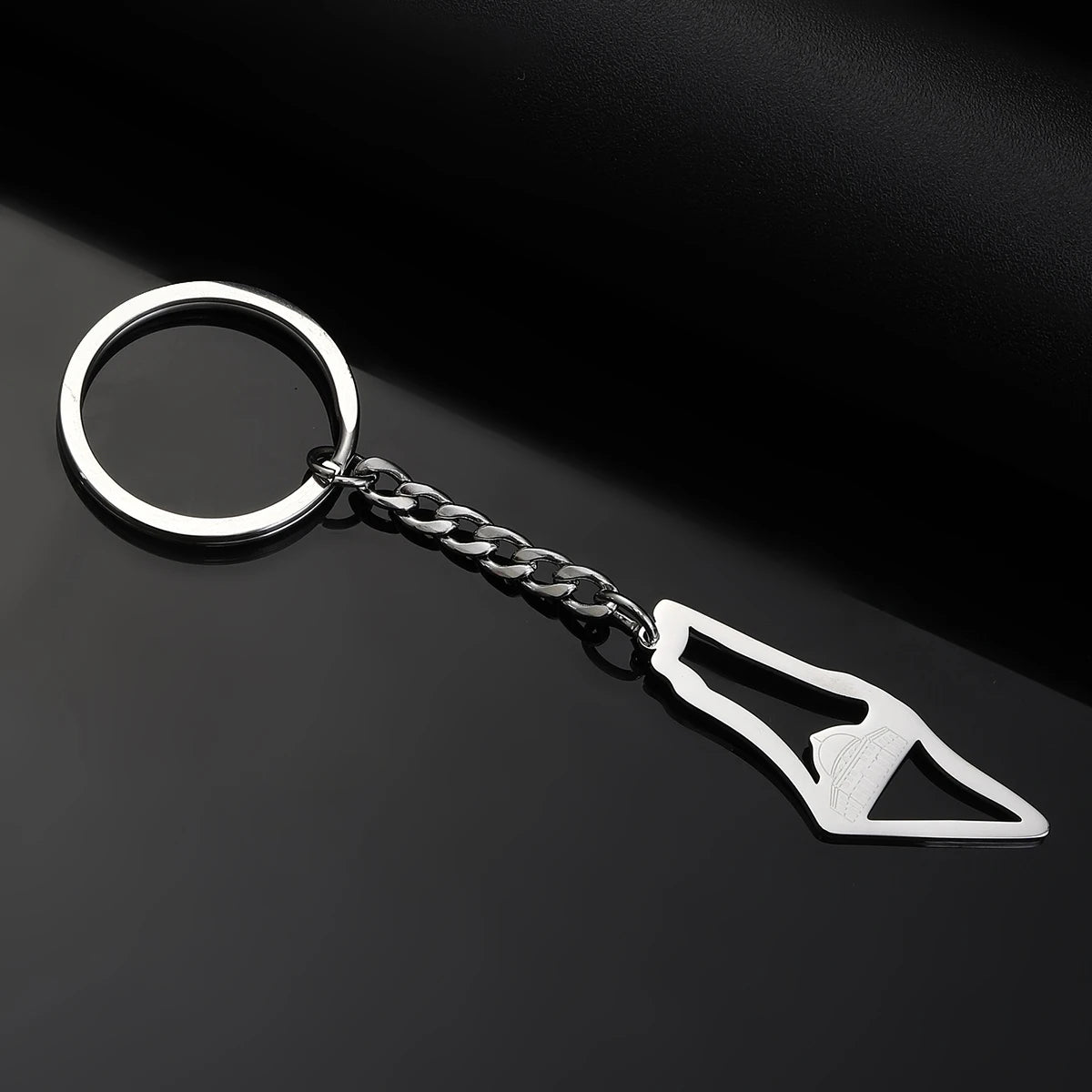 Stainless Steel Palestine in Arabic Map With Flag Keychain Jewelry